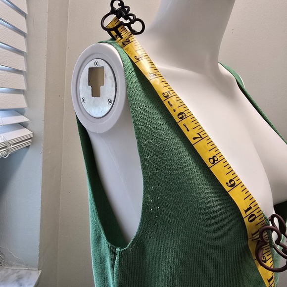 Ramy Brook Mylah Chevron Knit Midi Dress L Green Sleeveless Plunge MSRP $445 NWT - Picture 8 of 15